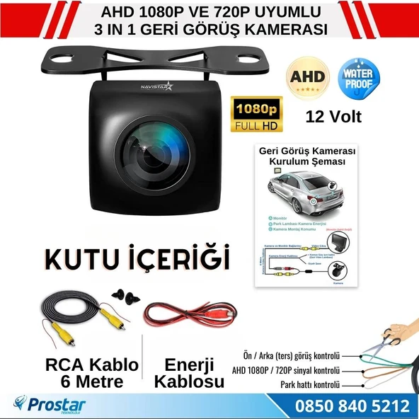 Balıkgözü AHD 1080P ve 720P Çevirilebilir 170 Derece Geniş Açılı Geri Görüş Kamerası - 4