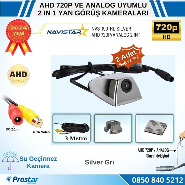 Yan Araç Kamerası AHD 720P ve Analog PAL Mini (Silver Gri) Özel Tasarım - 2
