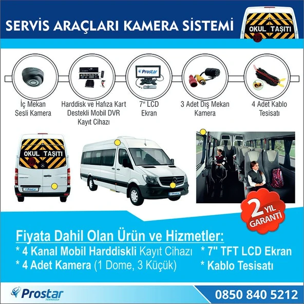Harddisk Hariç Okul Servisi Araç Kamera Seti - 2