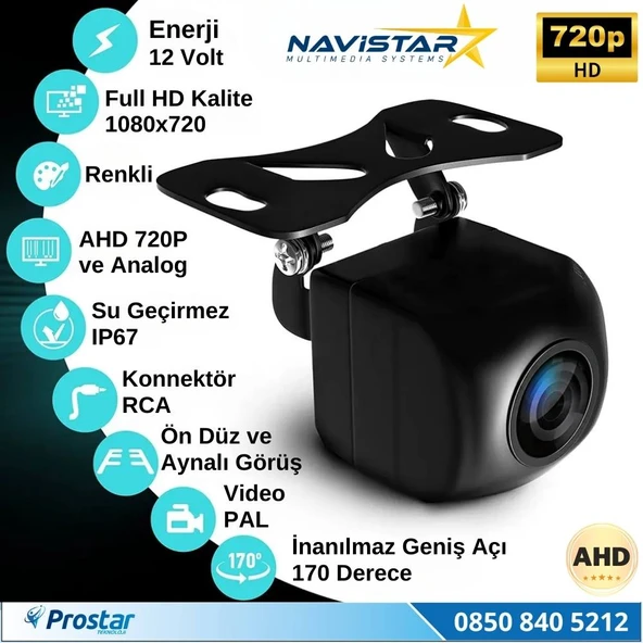 Balıkgözü AHD 720P ve Analog Çevirilebilir 170 Derece Geniş Açılı Geri Görüş Kamerası - 3