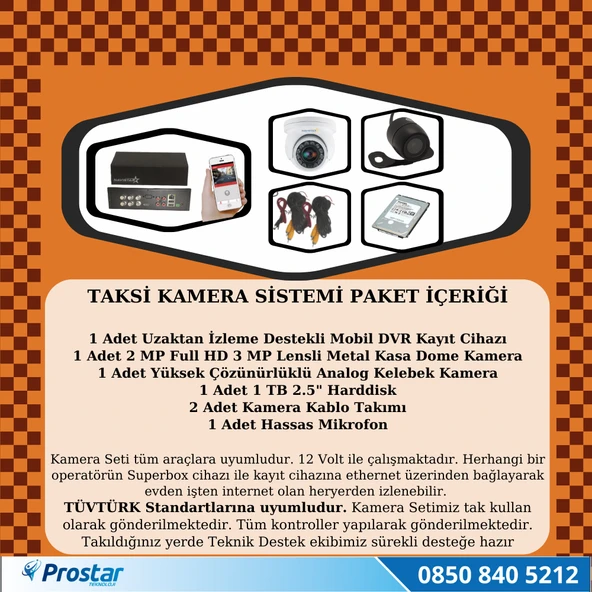 Ticari Taksi Kayıtlı Uzaktan Izlenebilir 2 Kameralı 1 Tb Tak Kullan Kamera Seti - 2