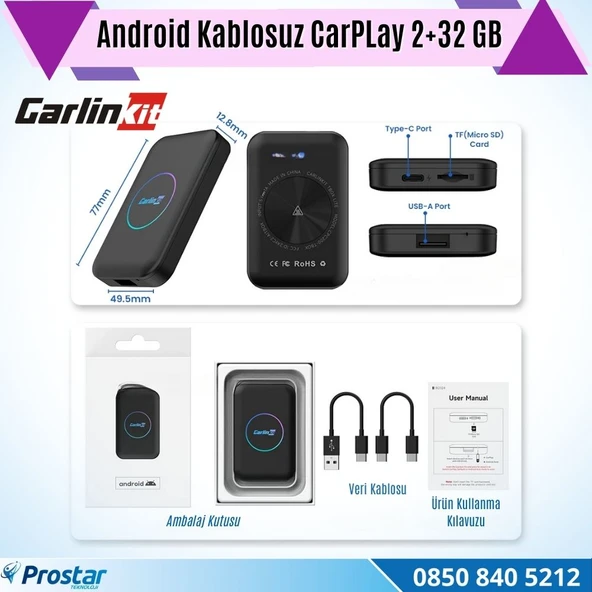 3 in 1 Carlinkit CPC200 Tbox Lite Android 2 GB 32 GB Android Auto Apple Carplay Ai kutusu 512 GB SD kart destekli - 5