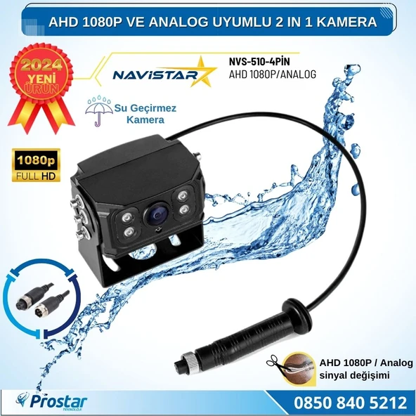 AHD 1080P ve Analog Pal Çevirilebilir 4 Pin Gece Görüşlü Full HD Araç Kamerası - 3
