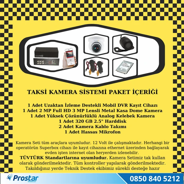 Ticari Taksi Kayıtlı Uzaktan Izlenebilir 2 Kameralı Tak Kullan Kamera Seti - 2