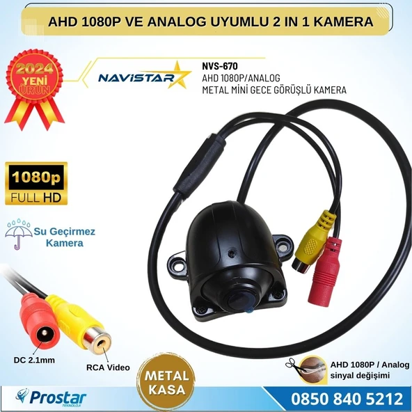 Metal Mini Kasa AHD 1080P ve Analog Pal Çevirilebilir Starlight Gece Görüşlü Yön Ayarlanabilir Araç Kamerası - 3