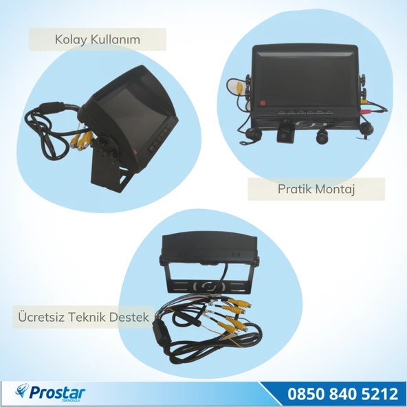 Kayıtlı Okul Ve Servis Taşıtları 4 Lü Kamera 7 Inç Monitör Full Set 256 Gb Sd Kart Desteği - 2