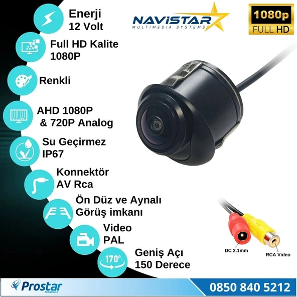 Ayarlanabilir Başlıklı AHD 1080P ve 720P Çevrilebilir Geri Görüş Kamerası - 3