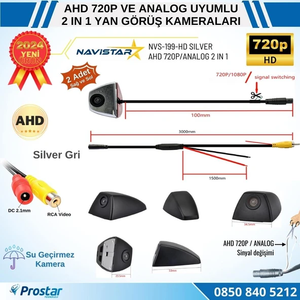 Yan Araç Kamerası AHD 720P ve Analog PAL Mini (Silver Gri) Özel Tasarım - 3