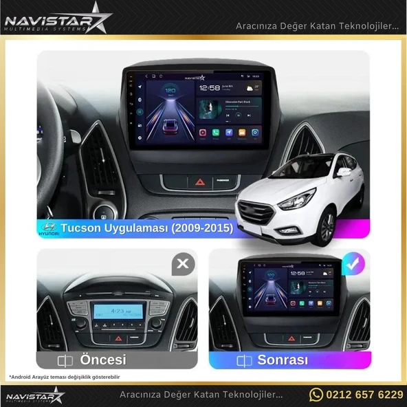 Hyundai Tucson 2+64GB Kablosuz Carplay 2009-2015 Android 13 Navigasyon Multimedya Sistemi - 3