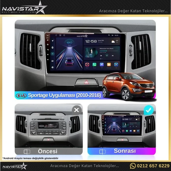 Kia Sportage 2+64GB Kablosuz Carplay 2010-2016 Android 13 Navigasyon Multimedya Sistemi - 3