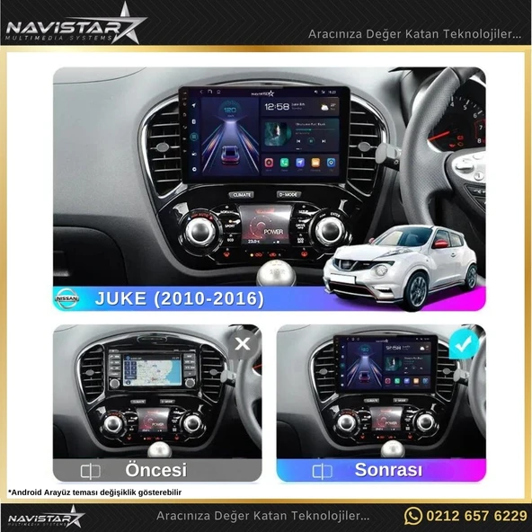 Nissan Juke  2010-2014 Model 2GB + 64GB Android 13 Kablosuz Carplay Navigasyon Multimedya Sistemi - 3