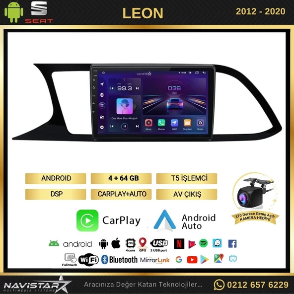 Seat Leon 4GB + 64GB Kablosuz Carplay 2012-2020 Android 13 Navigasyon Multimedya Sistemi - 2