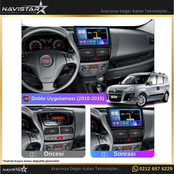 Fiat Doblo 2010-2015 Model 2GB + 64GB Android 13 Kablosuz Carplay Navigasyon Multimedya Sistemi - Resim 3