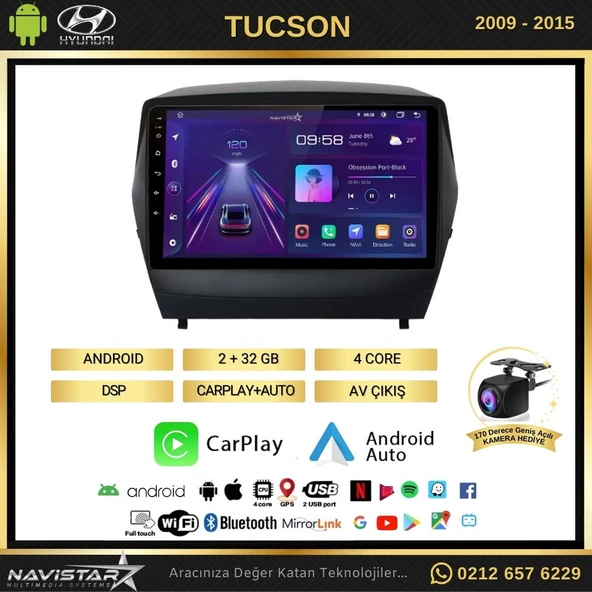 Hyundai Tucson 2+64GB Kablosuz Carplay 2009-2015 Android 13 Navigasyon Multimedya Sistemi - 2