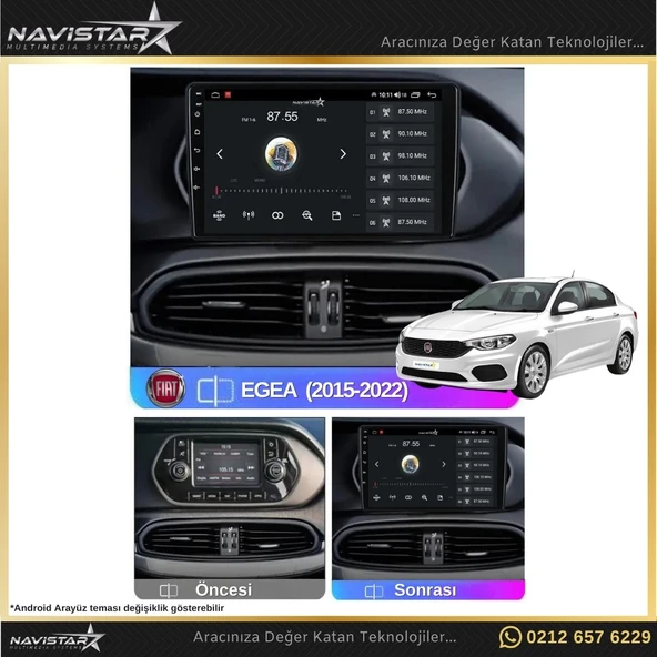 Fiat Egea 2+64GB Kablosuz Carplay 2015-2022 Android 13 Navigasyon Multimedya Sistemi - Resim 3