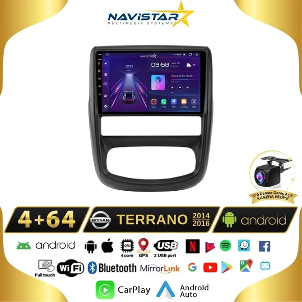 Nissan Terrano  2014-2016 Model 4GB + 64GB Android 13 Kablosuz Carplay Navigasyon Multimedya Sistemi