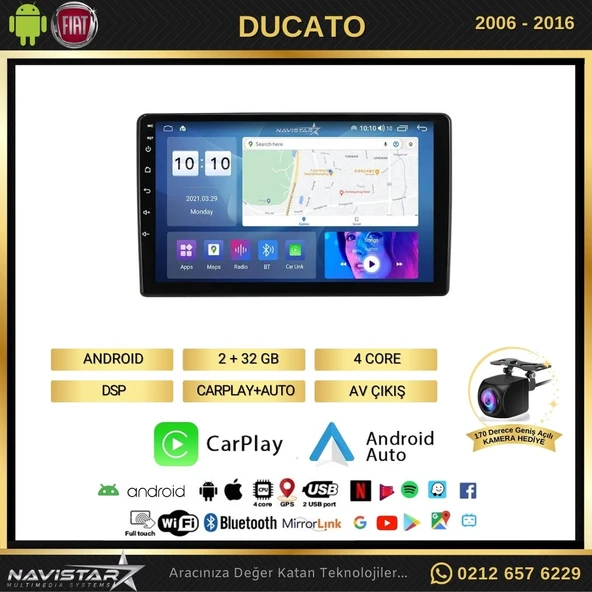 Fiat Ducato 2006-2016 Model 2GB + 64GB Android 13 Kablosuz Carplay Navigasyon Multimedya Sistemi - 2