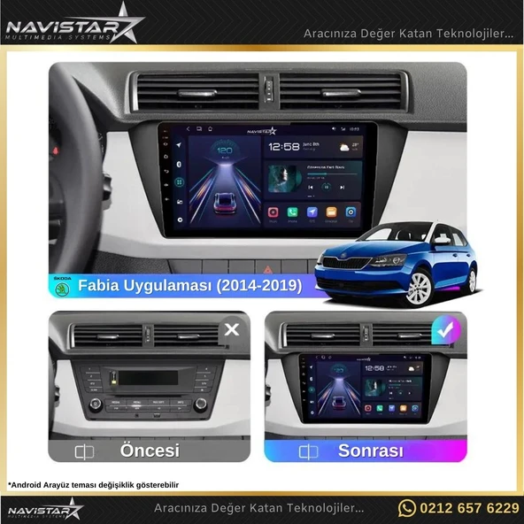 Skoda Fabia 2014-2019 Model 2+64GB Android 13 Kablosuz Carplay Navigasyon Multimedya Sistemi - 3
