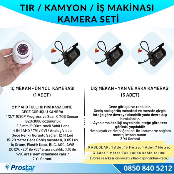 Tır Kamyon İş Makinası Için Uzaktan İzlemeli 4 Kameralı 320 Gb Harddisk Kamera Seti - 3