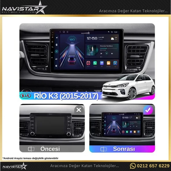Kia Rio K3 2015-2017 Model 2+64GB Android 13 Kablosuz Carplay Navigasyon Multimedya Sistemi - 3