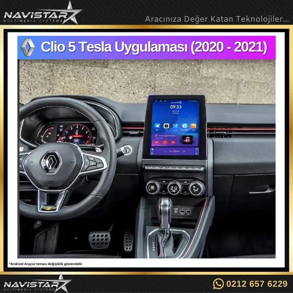 Renault Clio 5 Tesla 2020-2021 Model 2GB + 32GB Kablosuz Carplay Navigasyon Multimedya Sistemi - 3