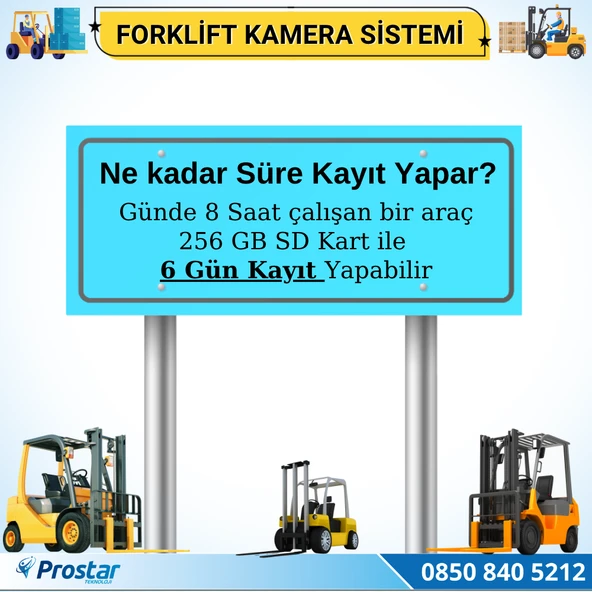 Forklift Kamera Sistemi Reach Truck 2 Kameralı 7 Inç Monitörlü Kayıtlı Kamera Seti - 4