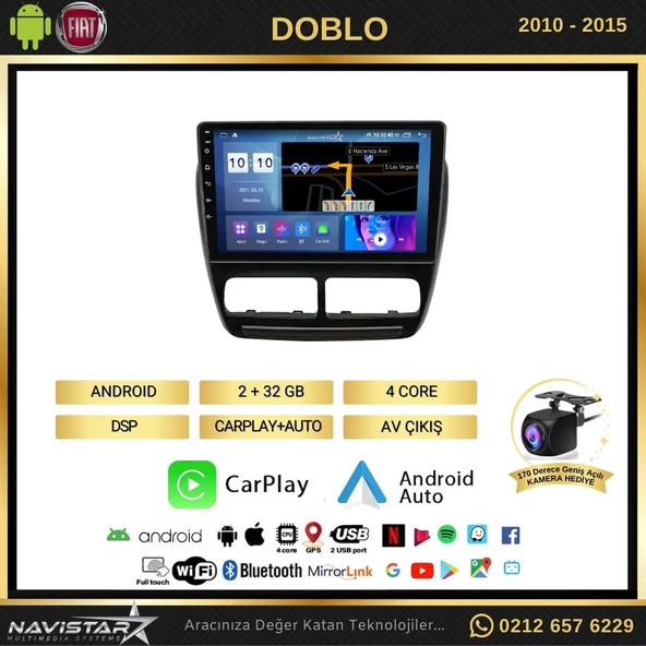 Fiat Doblo 2010-2015 Model 2GB + 64GB Android 13 Kablosuz Carplay Navigasyon Multimedya Sistemi - Resim 2