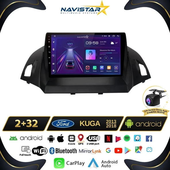 Ford Kuga 2+64GB Android 13 Kablosuz Carplay 2013-2018 Navigasyon Multimedya Sistemi