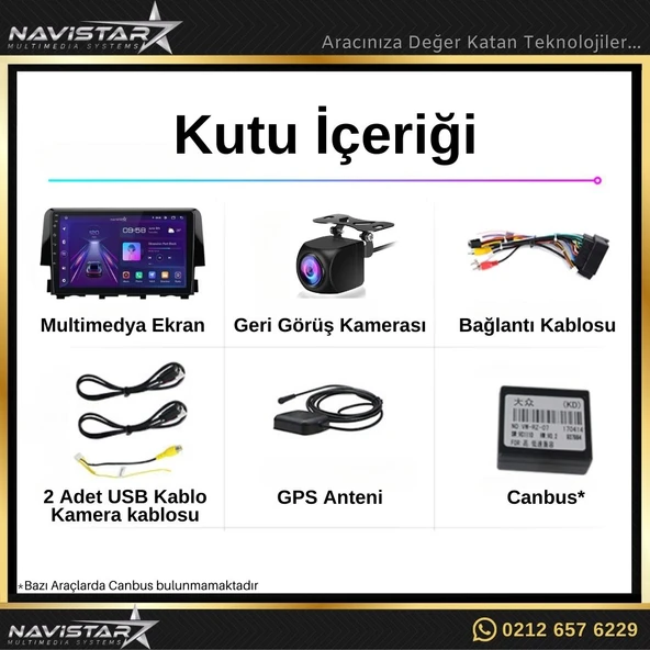 Honda Civic Kablosuz Carplay 4GB + 64GB Android 13 2015-2020 Navigasyon Multimedya Sistemi - Resim 4