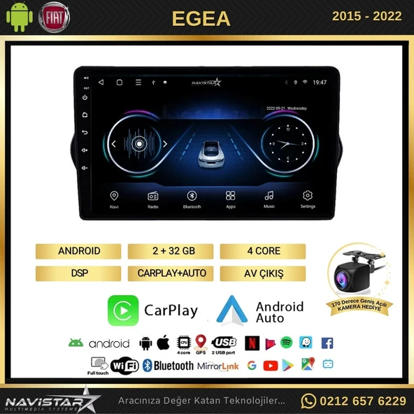 Fiat Egea 2+64GB Kablosuz Carplay 2015-2022 Android 13 Navigasyon Multimedya Sistemi - Resim 2