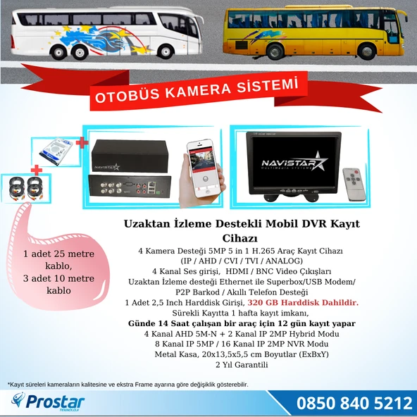 Otobüsler Için Kayıtlı 4 Kameralı 320 Gb Harddiskli Kamera Seti - 2