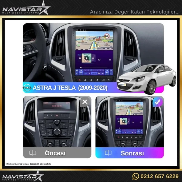 Opel Astra J Tesla Androi̇d Multi̇medya Ekran 10.1 - 3