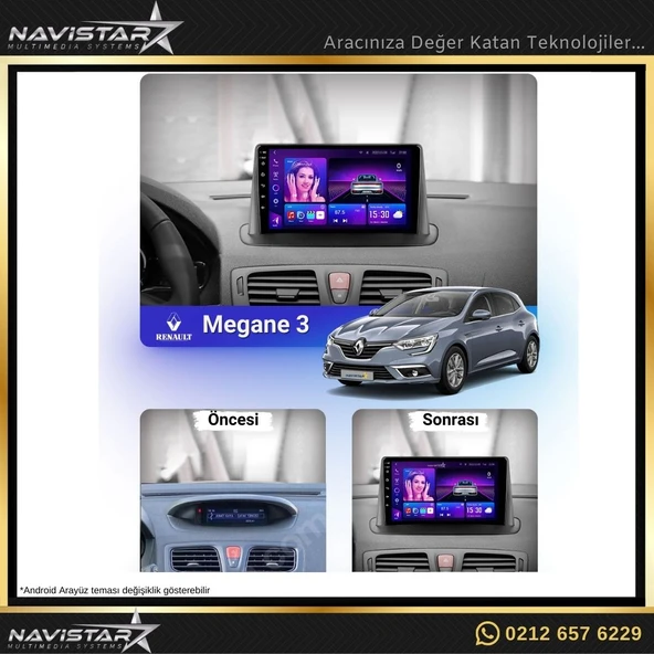 Megane 3 Kablosuz Carplay 2+64GB Android 13 Navigasyon Multimedya Sistemi - 3