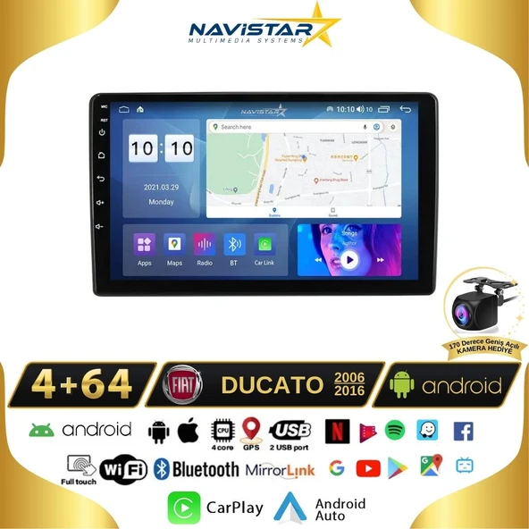 Fiat Ducato 2006-2016 Model 4GB + 64GB Android 13 Kablosuz Carplay Navigasyon Multimedya Sistemi