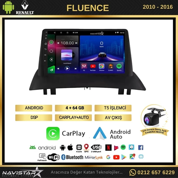 Fluence 4+64 GB Android 13 Kablosuz Carplay Navigasyon Multimedya Sistemi - 2