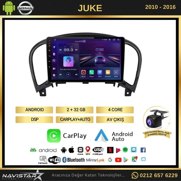 Nissan Juke  2010-2014 Model 2GB + 64GB Android 13 Kablosuz Carplay Navigasyon Multimedya Sistemi - 2