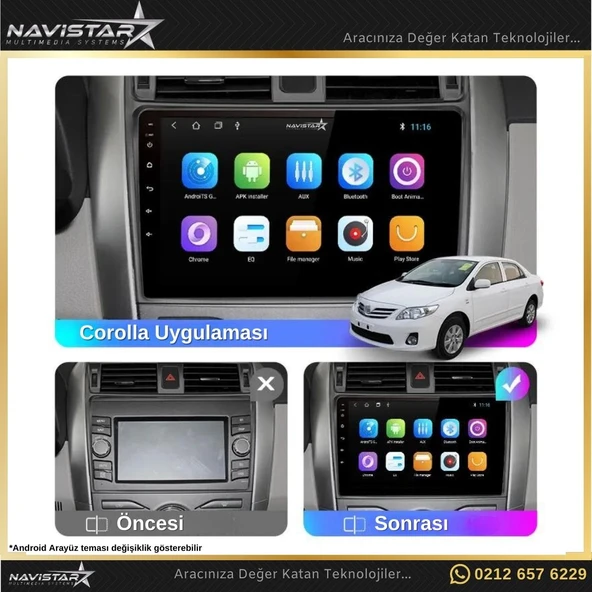 Toyota Corolla Kablosuz Carplay 2+64GB Android 13 Navigasyon Multimedya Sistemi - 3