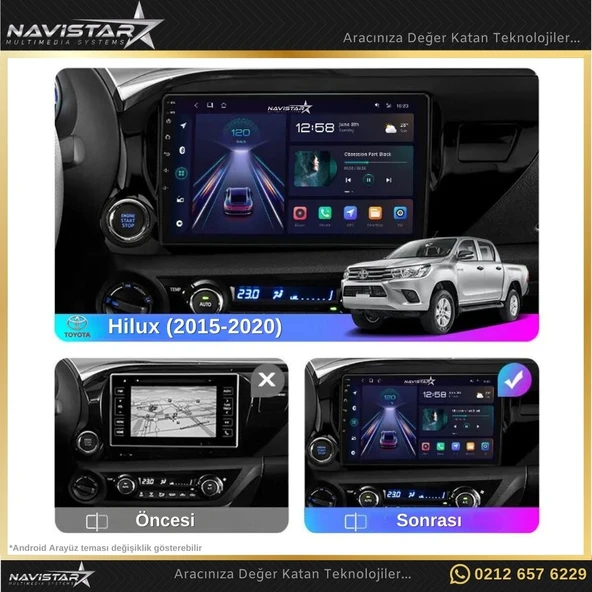 Toyota Hilux 2015-2020 Model 4GB + 64GB Android 13 Kablosuz Carplay Navigasyon Multimedya Sistemi - 3