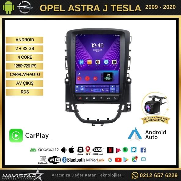 Opel Astra J Tesla 2009-2020 Model 2+32GB Android Kablosuz Carplay Navigasyon Multimedya Sistemi - 2