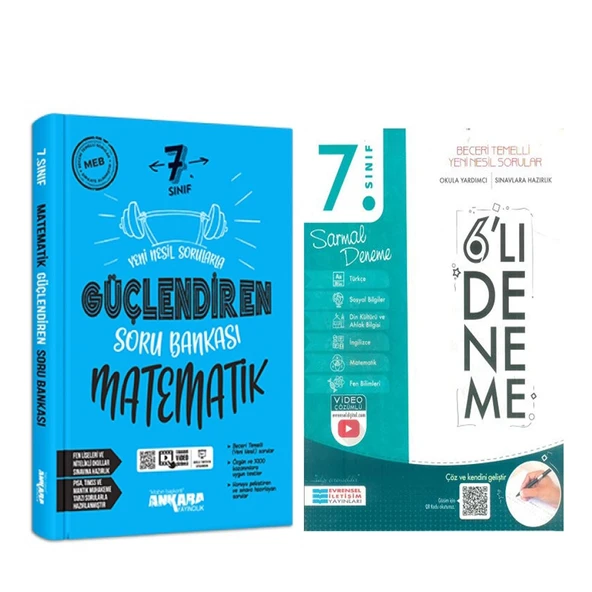 Ankara Yayıncılık 7.Sınıf Matematik Soru Bankası ve Evrensel 6 lı Sarmal Deneme Seti 2 Kitap