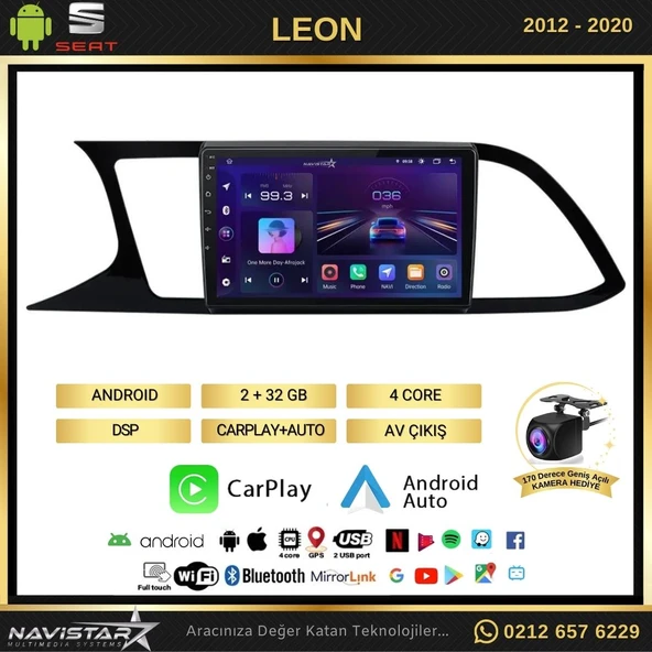 Seat Leon 2+64GB Kablosuz Carplay 2012-2020 Android 13 Navigasyon Multimedya Sistemi - 2