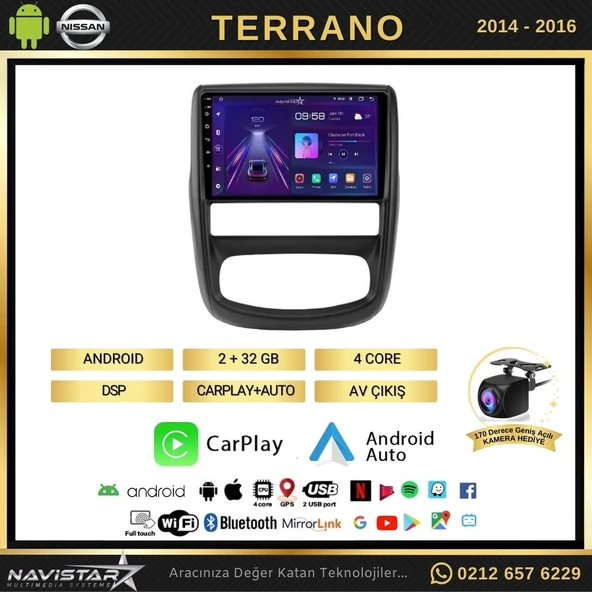 Nissan Terrano  2014-2016 Model 2GB + 64GB Android 13 Kablosuz Carplay Navigasyon Multimedya Sistemi - 2