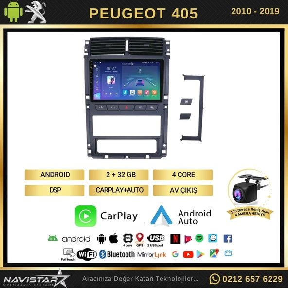 Peugeot 405  2010-2019 Model 2GB + 64GB Android 13 Kablosuz Carplay Navigasyon Multimedya Sistemi - 2