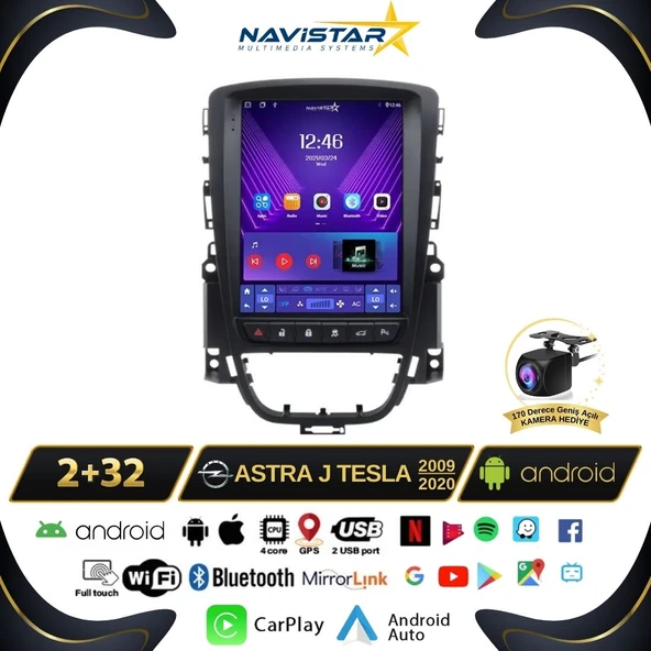 Opel Astra J Tesla 2009-2020 Model 2+32GB Android Kablosuz Carplay Navigasyon Multimedya Sistemi - 1
