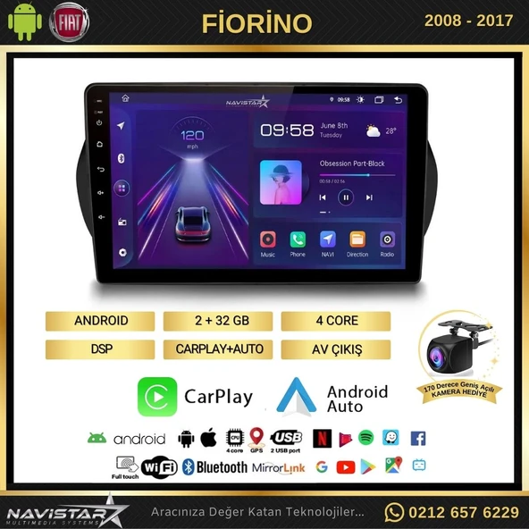 Fiat Fiorino 2+64GB Kablosuz Carplay 2008-2017 Android 13 Navigasyon Multimedya Sistemi - Resim 2