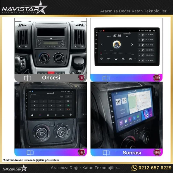 Fiat Ducato 2006-2016 Model 2GB + 64GB Android 13 Kablosuz Carplay Navigasyon Multimedya Sistemi - 3