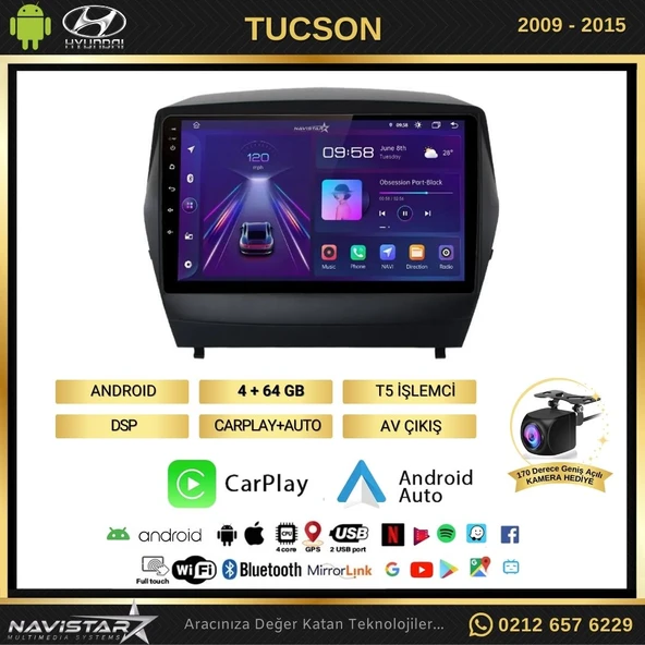 Hyundai Tucson 4GB + 64GB Kablosuz Carplay 2009-2015 Android 13 Navigasyon Multimedya Sistemi - 2