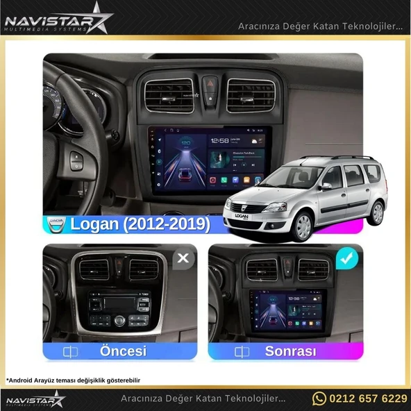 Dacia Logan 2012-2019 Model 4GB + 64GB Android 13 Kablosuz Carplay Navigasyon Multimedya Sistemi - 3