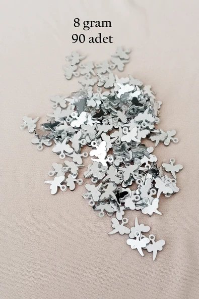Oya Abiye Bileklik Kolye Pleksi Metalik Plastik Pul Gümüş Renk 8 gram 90 adet - BNC503