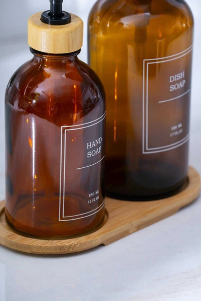 Acar 7623 Louvre Bambu Standlı 2 Li Sıvı Sabunluk 500/300 ML - 2